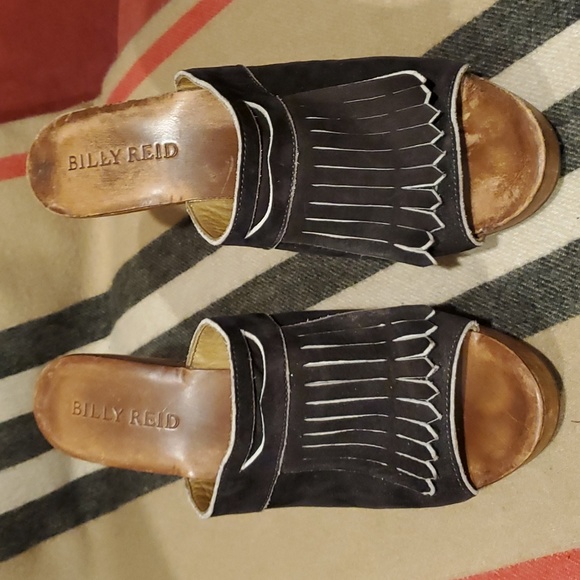 Billy Reid Brown Suede Tassel Wooden Mules Size 9 1/2 - Picture 8 of 8